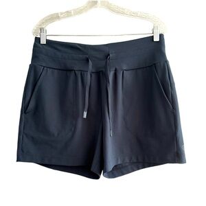 MPG Athletic Shorts High Waist Knit Drawstring Dark Blue Size L